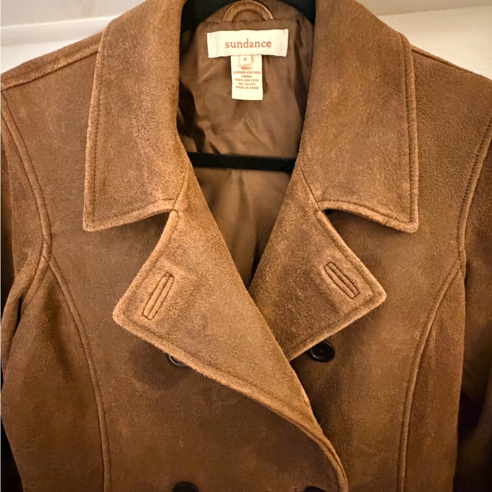 Gorgeous SUNDANCE leather Double-Breasted coat - Picture 2 of 13